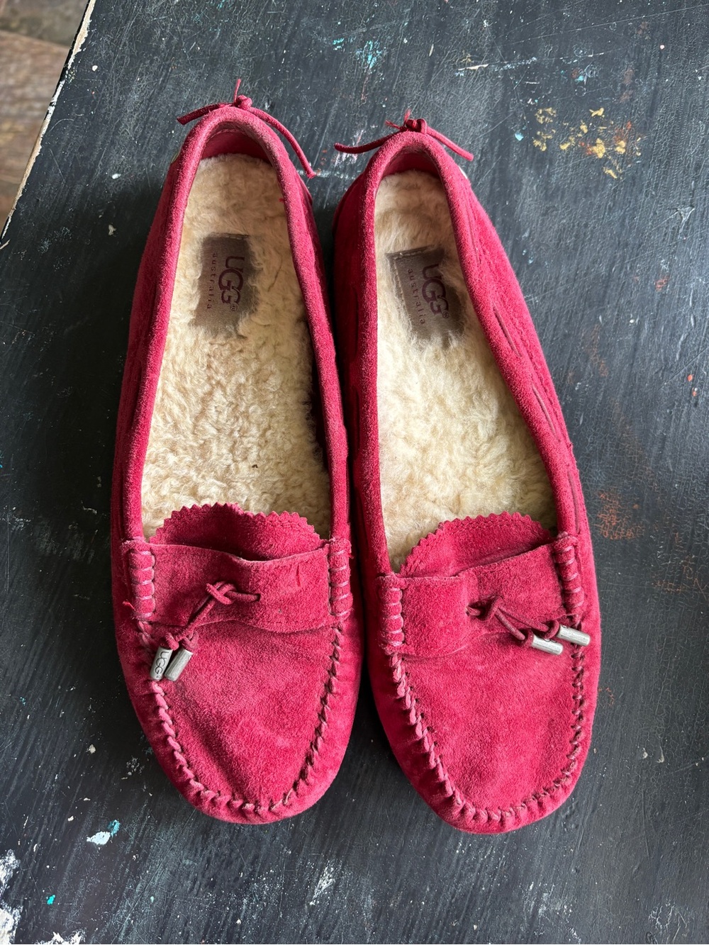 ugg australia suede sheepskin roni driving shoes slippers moccasins